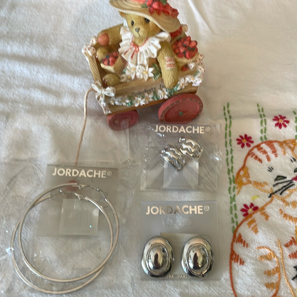 Three Pair Retro Pierced Earrings Jordache On Original Cards